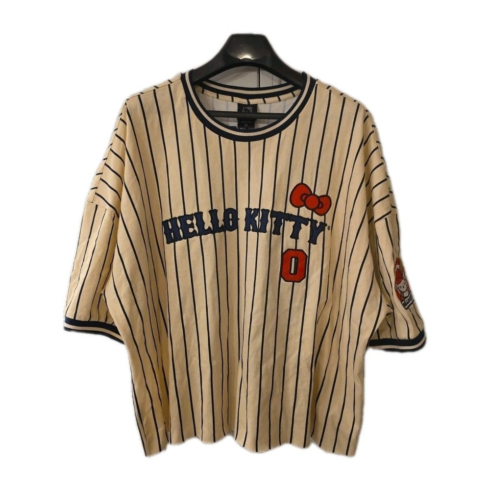 Hello Kitty Baseball Jersey Style Shirt 2X‎ Boxy Oversize Fit 100% Cotton